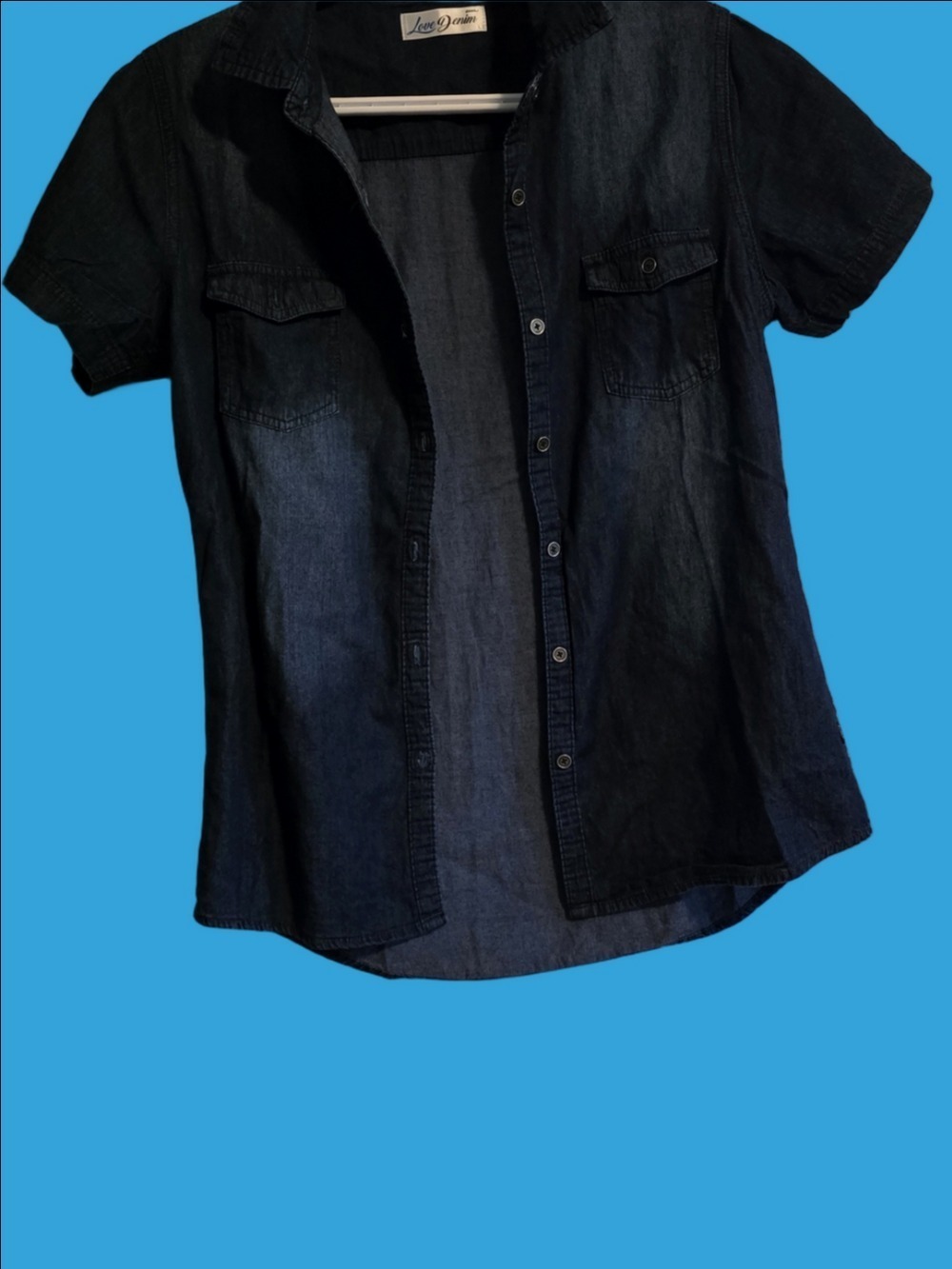 4/$67 Deal! Denim Short-Sleeve Button-Down Shirt